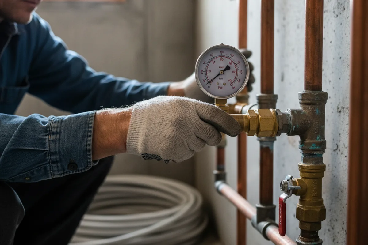 Pressure testing a repaired line during Water Line Repair in Otis